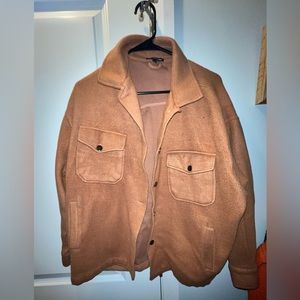 PrettyLittleThing Camel Pocket Front Teddy Shacket